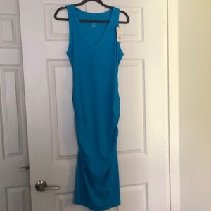 Sleeveless V-Neck Turquoise Bodycon Dress